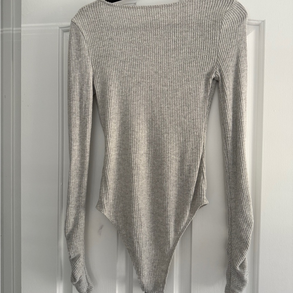 Free People Gray Fitted Bodysuit